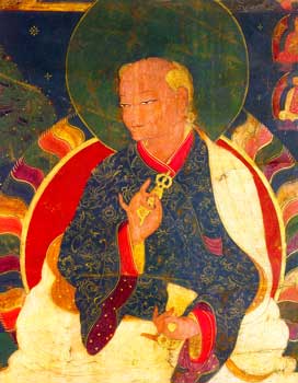 Particolare del ritratto di due famosi abati di Sakya del XV secolo.